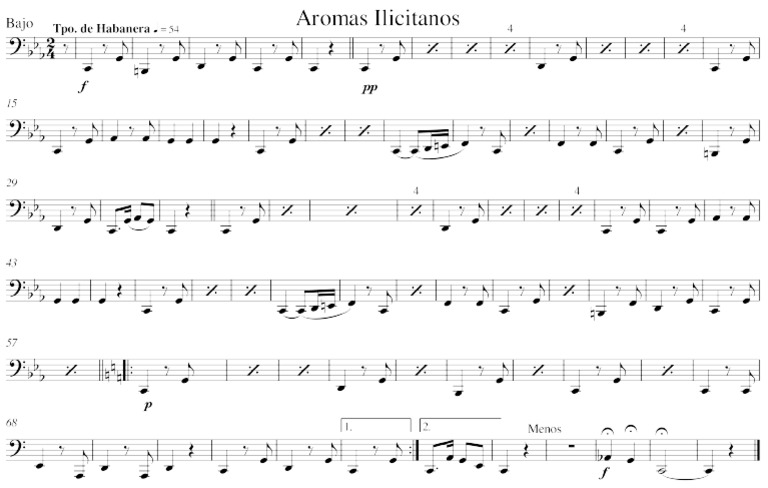 Imagen de la partitura de la habanera Aromas Ilicitanos